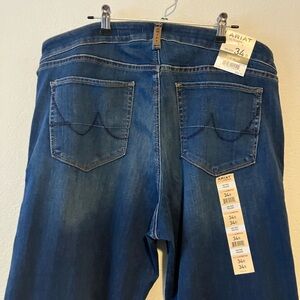 NWT Ariat REAL Denim Womens 34 R Mid Rise Ultra stretch Blue Boot Cut Jeans